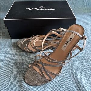 Nina Silver Strappy Women's Heels